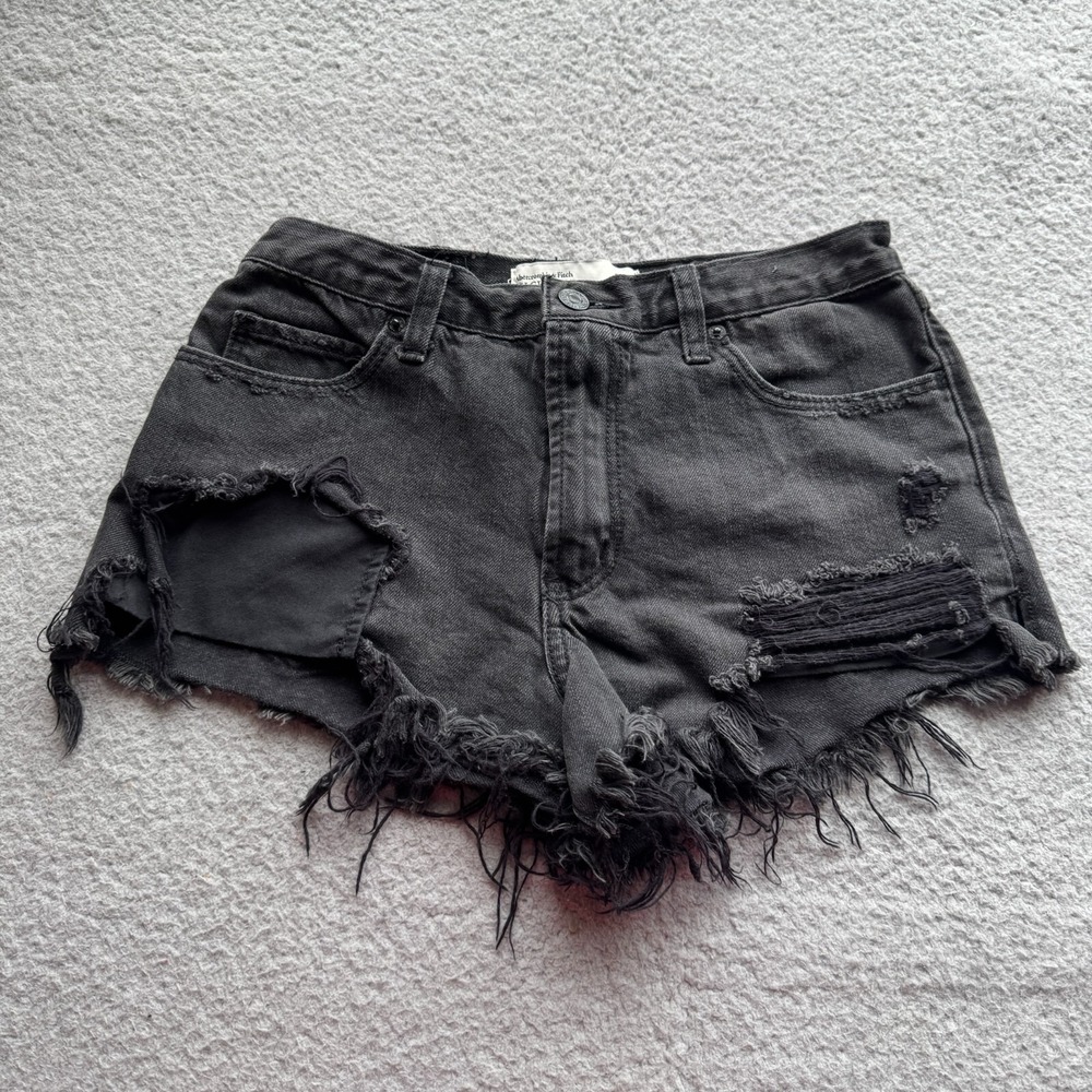 Abercrombie and Fitch Shorts Black Women's Size 0 Womens High Rise 100%‎ Cotton